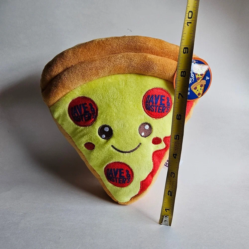 Dave & Busters Pizza Slice Plush Stuffed Toy Yellow Red Pepperoni Logo NWT 9in